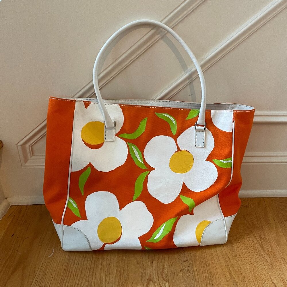 Lambertson-Truex hand-painted flower tote